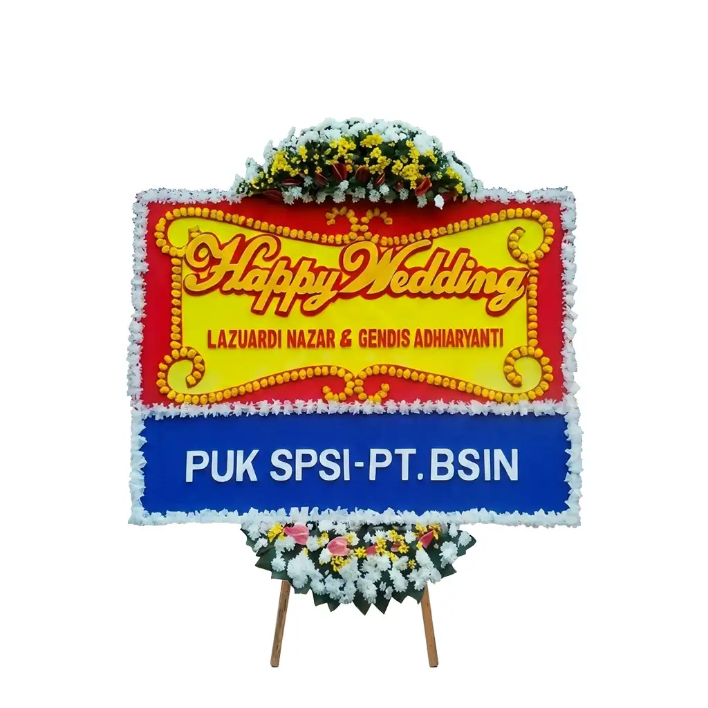 karangan bunga papan pernikahan | happy wedding jakarta