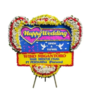 karangan bunga papan pernikahan | happy wedding jakarta