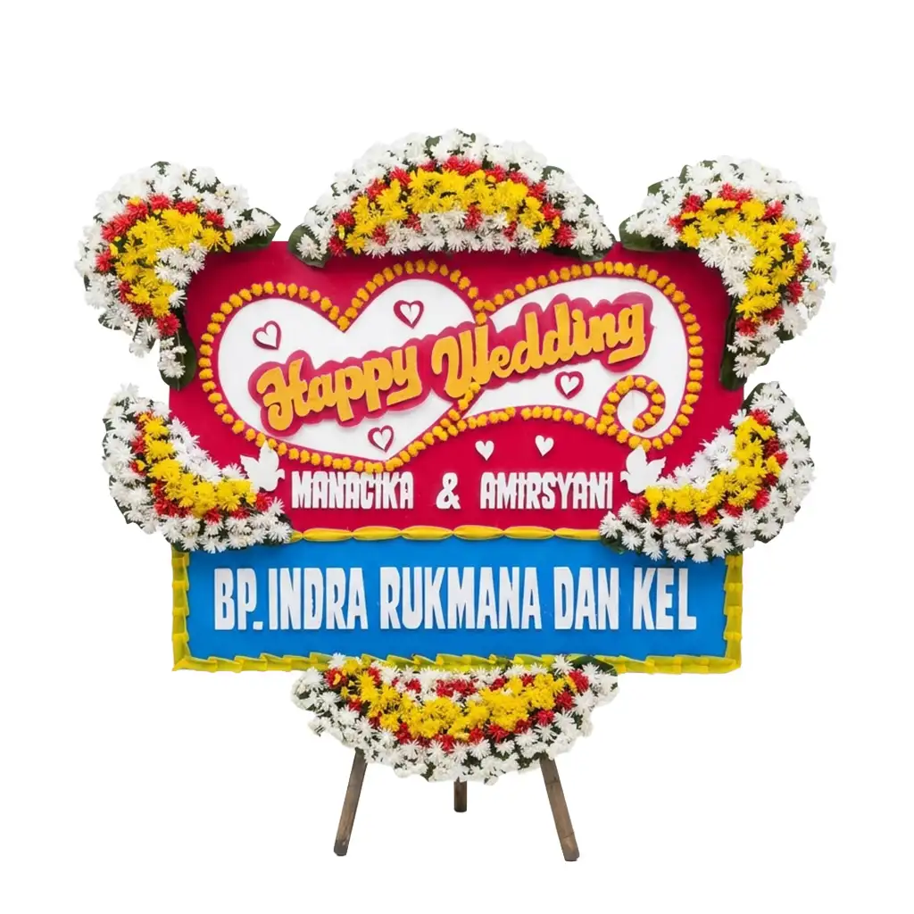 karangan bunga papan pernikahan | happy wedding jakarta