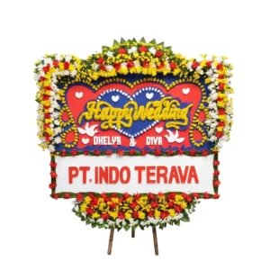 karangan bunga papan pernikahan | happy wedding jakarta