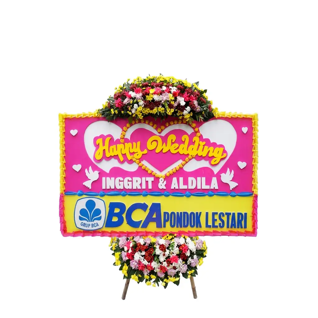 karangan bunga papan pernikahan | happy wedding jakarta